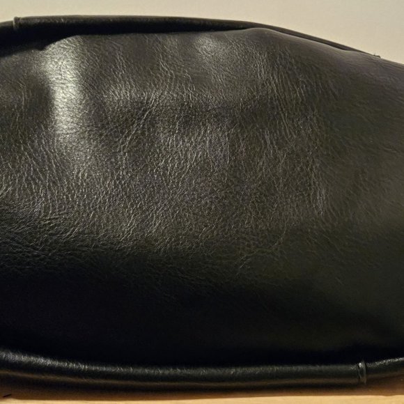 Black Bucket Bag Handbag Silver Hardware Faceted Beads & Chain Side Pockets - Picture 6 of 6